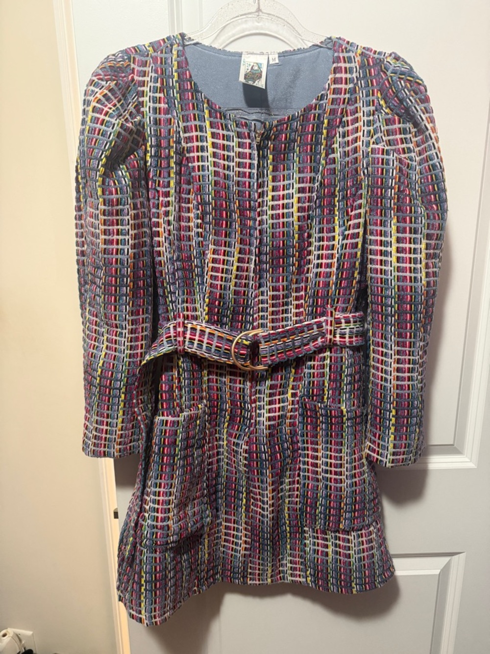 QUEEN OF SPARKLES Multicolor Textured Belted dress